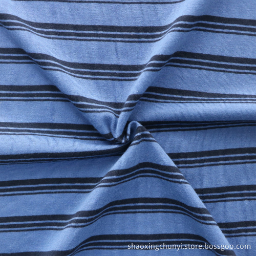 Atmungsaktueller hochwertiger Poly65% Cotton35% Streifen Muster Single Jersey Strick -Hemd -Stoff für Männer Frauen
